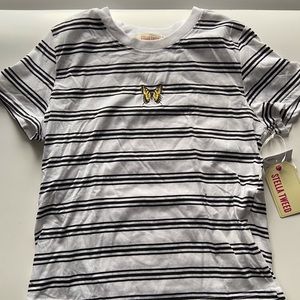 Striped yellow butterfly shirt